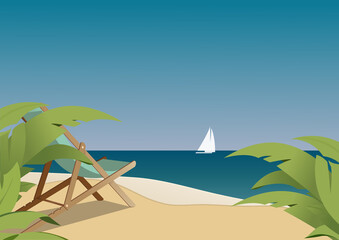 Beach vacation illustration CYMK 