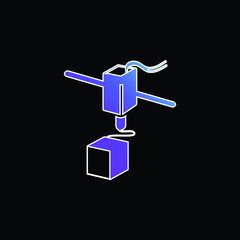 3d Printer Tool Working blue gradient vector icon