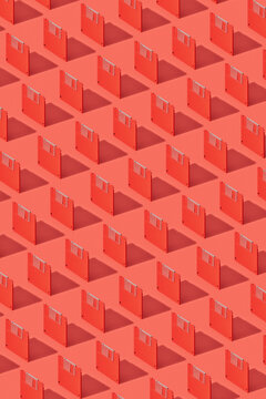 Pattern of red floppy discs