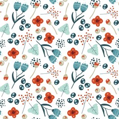 Elegant seamless pattern with abstract flowers, design elements.Modern floral design for paper, cover, fabric, interior decor and other users. - obrazy, fototapety, plakaty