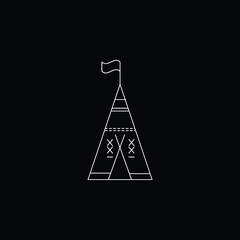 African Tribal Tent With Flag blue gradient vector icon