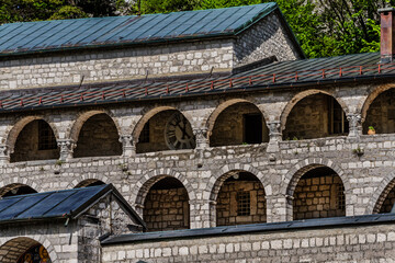 External view of Cetinje Monastery (1701 - 1704). Cetinje Monastery is a Serbian Orthodox monastery in Montenegro - seat of the Metropolitanate of Montenegro and the Littoral.