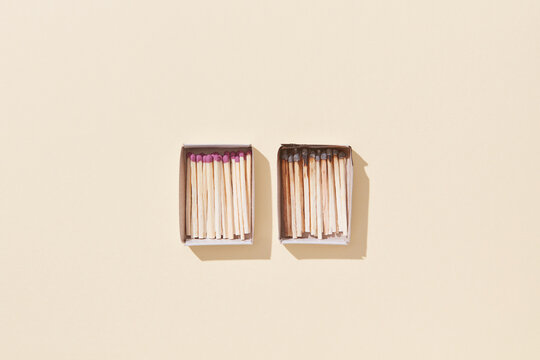 Open boxes with matches