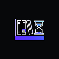 Books And Sand Clock blue gradient vector icon