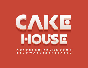 Vector sweet banner Cake House. Artistic style Alphabet Letters and Numbers. Abstract futuristic Font