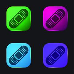 Bandage four color glass button icon