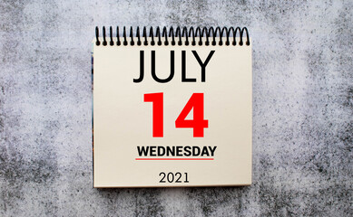 Save the Date written on a calendar - July 14