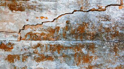 Old cracked brick wall surface texture