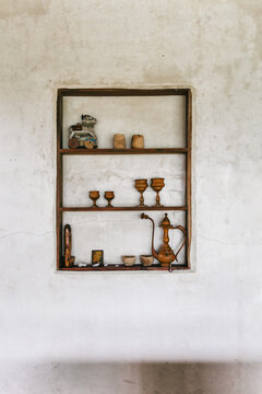 Wooden Art Objects in Shelf