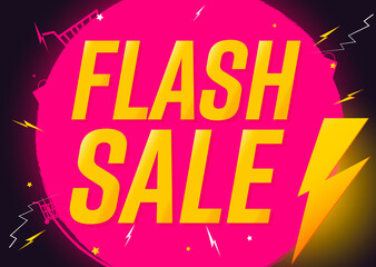 Flash Sale, poster design template, discount banner, vector illustration