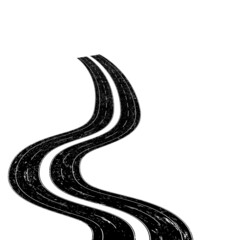 Grunge textured road in perspective. Retro design element .Distress vector texture .