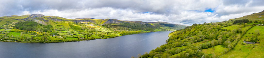 Aerial view of Glencar Lough in Ireland