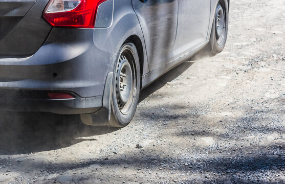 road dust from car wheel tire 