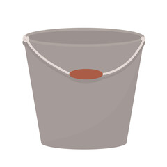 Iron Bucket. Tool for work in the garden and construction. Vector flat illustration
