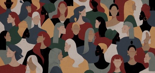 Female diverse faces of different ethnicity. 