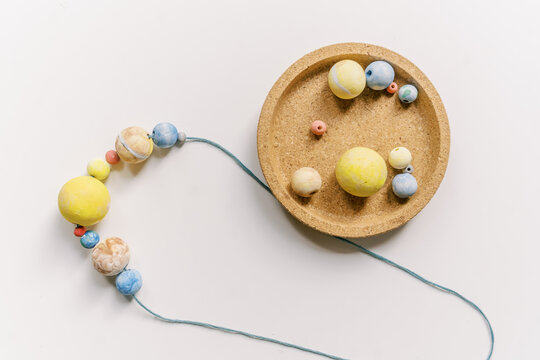 planet necklace stringing activity  to learn planets in space - no hands 