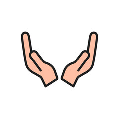Hand gesture icon. Giving hand sign. Arm silhouette. Vector illustration isolated on white.