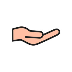 Hand gesture icon. Giving hand sign. Arm silhouette. Vector illustration isolated on white.