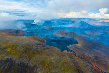 Grindavík, Iceland Active volcanic crater, Mt Fagradalsfjall, Southwest Reykjanes Peninsula