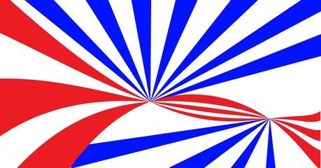 Composition of radiating blue, white and red stripes of american flag