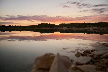 sunset over the lake