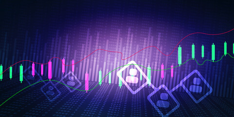 2d rendering Stock market online business concept. business Graph 