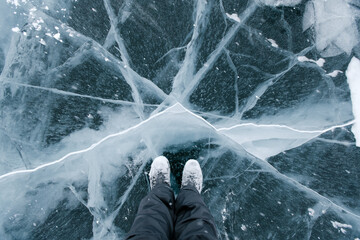 Person standing on ice