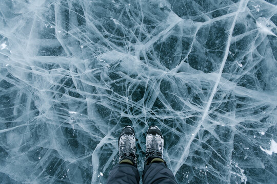 Person standing on ice
