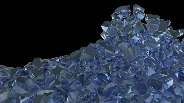 Breaking the blue ice wall 3d style crack crystal 4k
