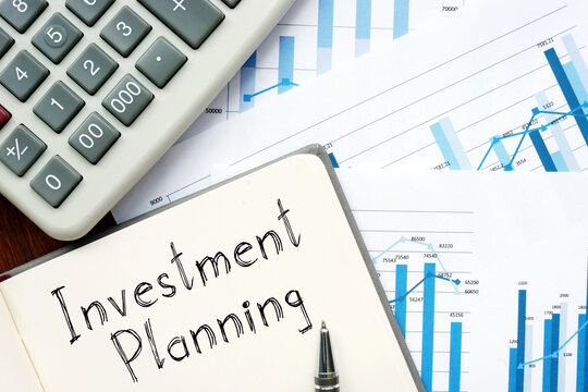 Investment planning is shown on the business photo using the text
