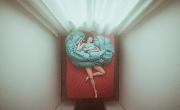 Lazy girl in her bed