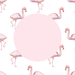 flamingo birds animals wild cartoon cute baby picture watercolor hand drawn illustration. Print textile vintage retro scandinavian style realism forest nature patern seamless