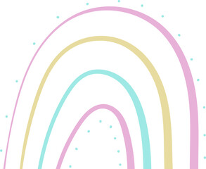 hand-drawn rainbows. Nursery wall decor, minimalist vintage boho style. Arch symbol for baby shower party invitation