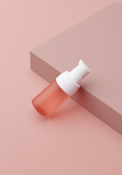 Glass cream pump bottle still life