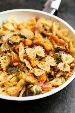 Roasted Brussels Sprouts, Winter Squash Pasta Meal