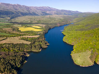 Aerial view of Dushantsi Reservoir, Bulgaria