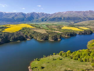 Aerial view of Dushantsi Reservoir, Bulgaria