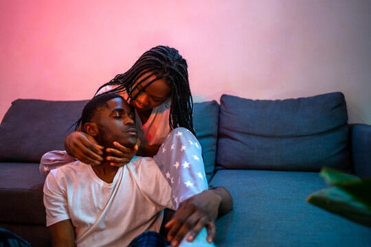 Affective Black Couple In Love. 