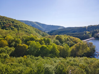 Aerial view of Dushantsi Reservoir, Bulgaria