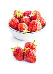 Whole ripe red strawberries.