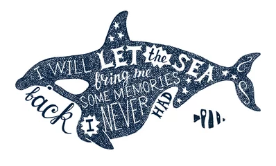 Wandcirkels plexiglas Hand drawn lettering in killer whale silhouette © Marina Gorskaya