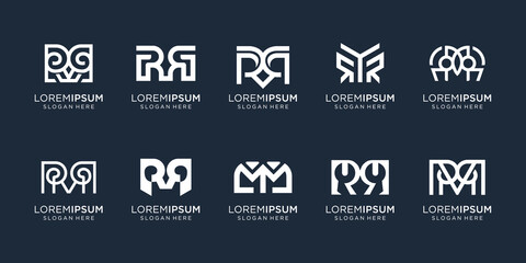 set of abstract letter M logo design template. Premium vector