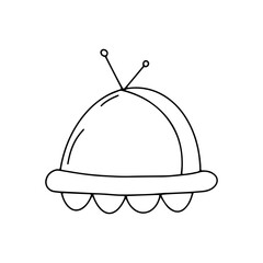 Flying saucer. UFO. Black and white vector illustration in doodle style isolated. World UFO day