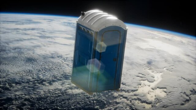 Portable street WC toilet cabin on Earth orbit