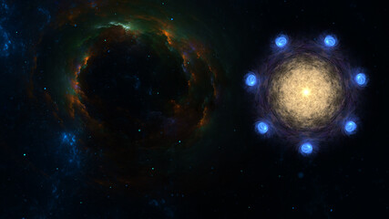 3d effect - abstract space scene - gate to the universe