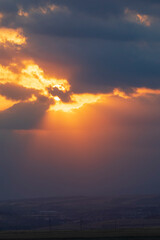 Sunset in the mountains in summer