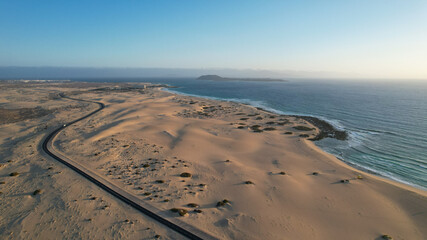 Parc national des dunes vue du ciel, Fuerteventura, isla de los lobos