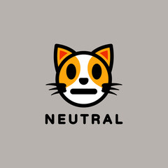 . Vector Cartoon emoticon Shape Cats Neutral Expression