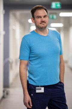 Portrait of a male nurse with his hand in his pocket