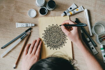 Mindfulness Coloring, Mindfulness practice of paying attention in the present moment. Adult...